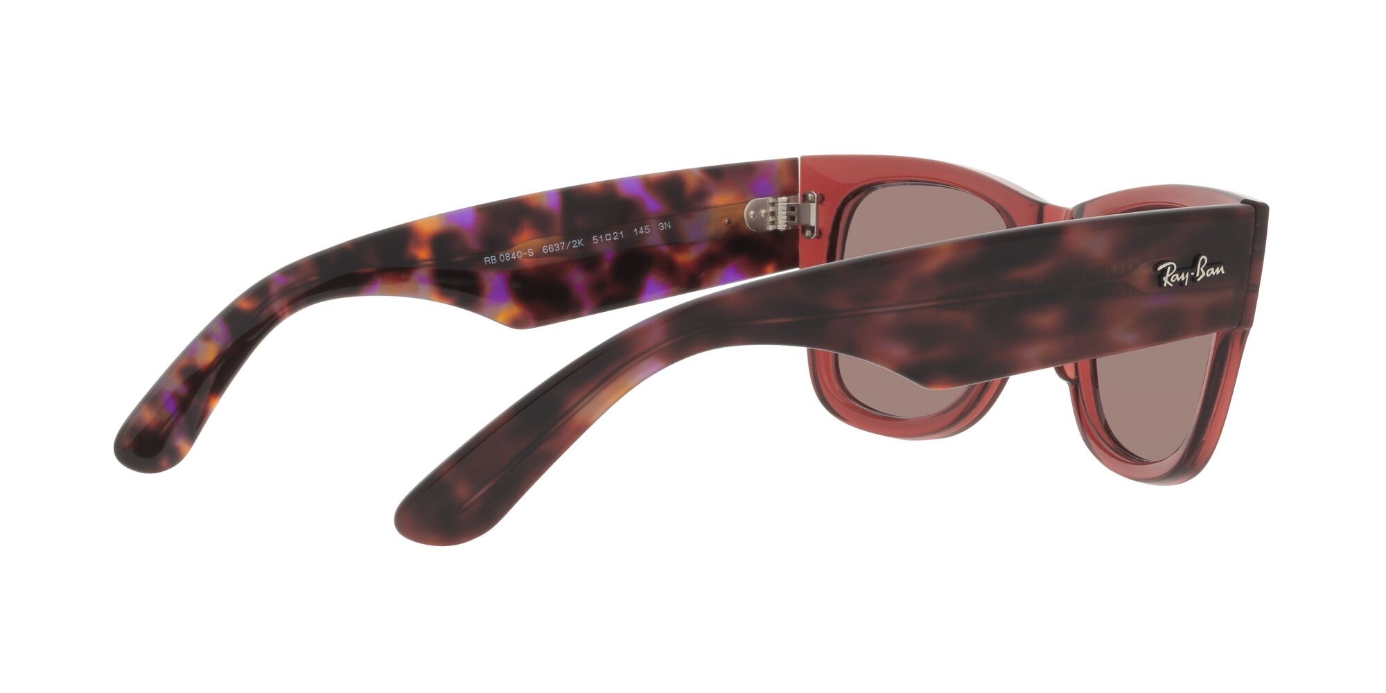 Occhiali da sole Ray-Ban Mega Wayfarer RB 0840S (66372K) colore rosa trasparente forma quadrato lenti rosso