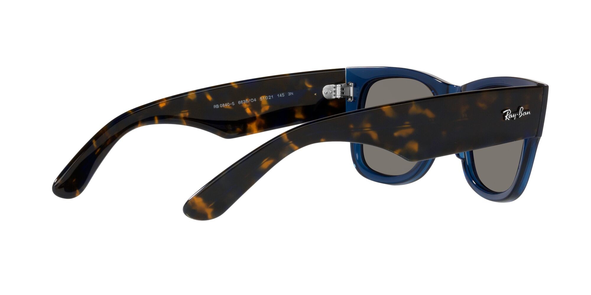 Sonnenbrillen Ray-Ban Mega Wayfarer RB 0840S (6638O4) farbe blu scuro trasparente form quadratisch gläser grigio blu specchiato