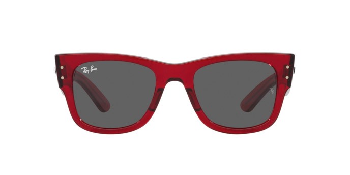 Sonnenbrillen Ray-Ban Mega Wayfarer RB 0840S (6679B1) farbe rosso trasparente form quadratisch gläser grigio scuro