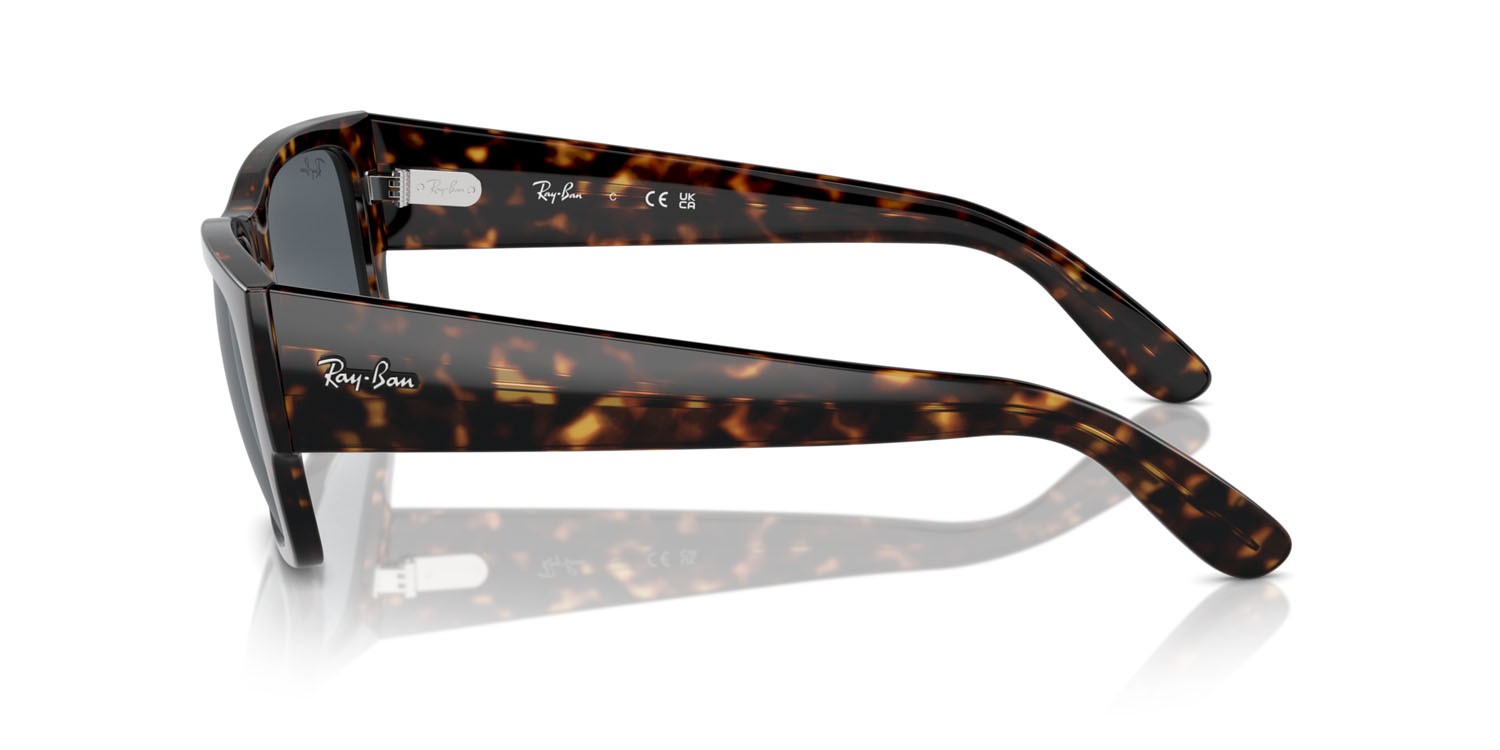 Occhiali da sole Ray-Ban Carlos RB 0947S (902/R5) colore havana forma rettangolare lenti blu