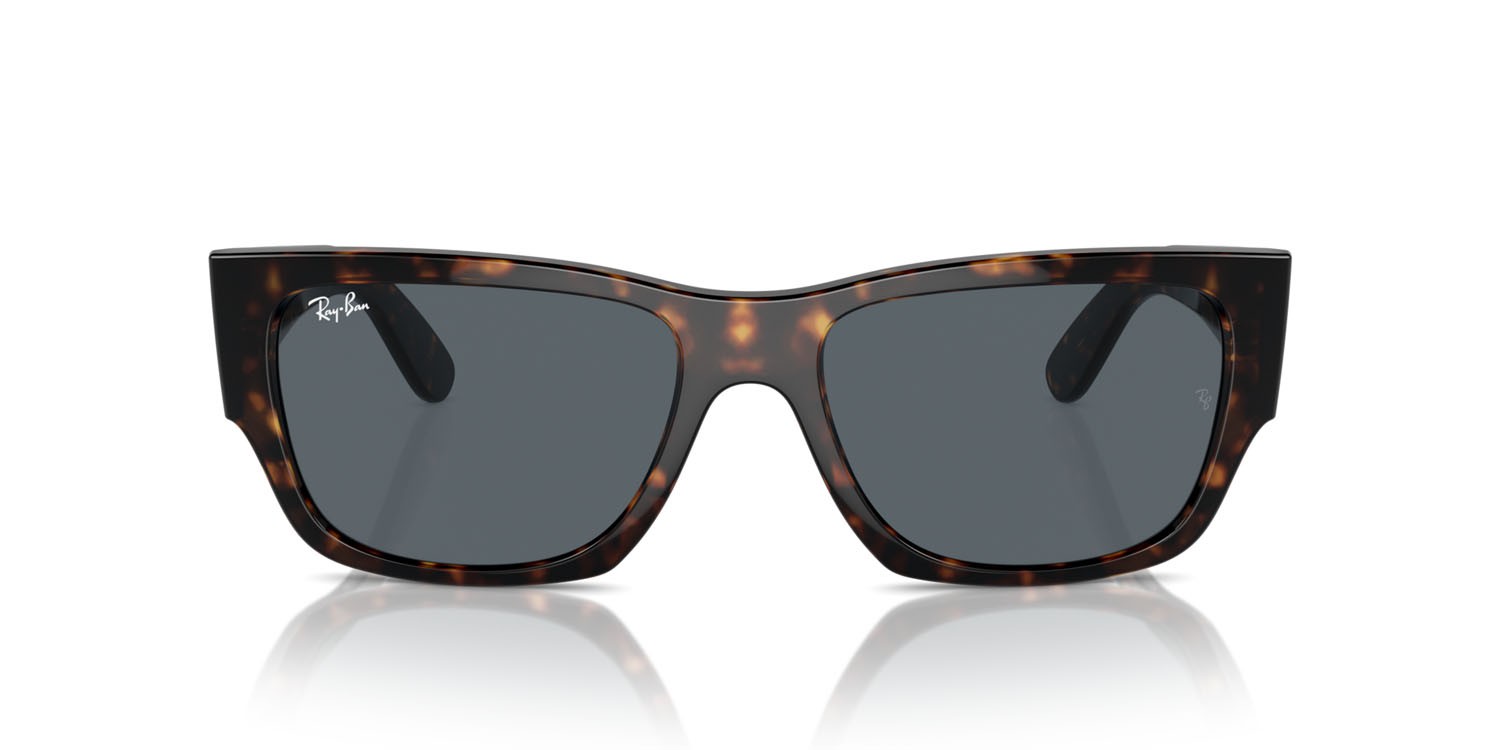 Occhiali da sole Ray-Ban Carlos RB 0947S (902/R5) colore havana forma rettangolare lenti blu