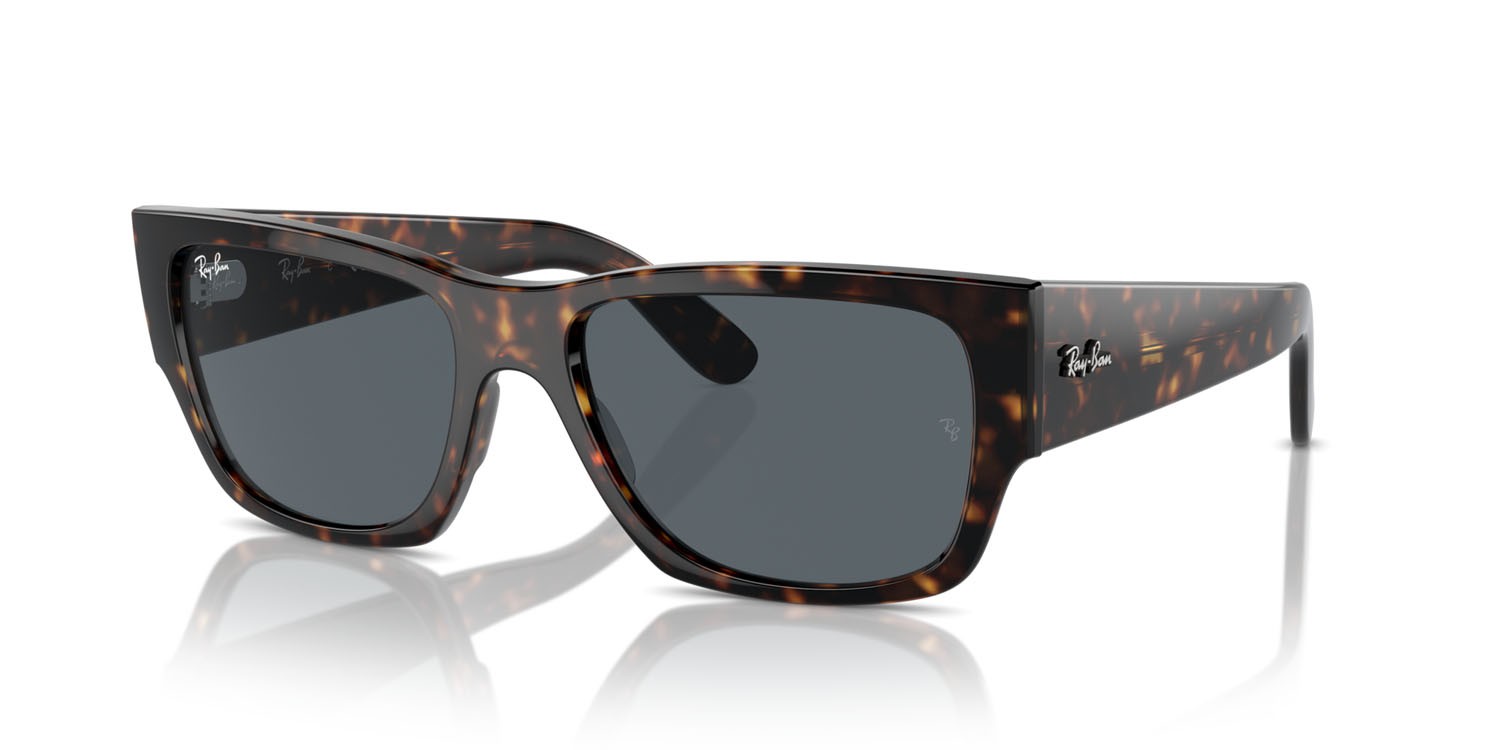 Occhiali da sole Ray-Ban Carlos RB 0947S (902/R5) colore havana forma rettangolare lenti blu