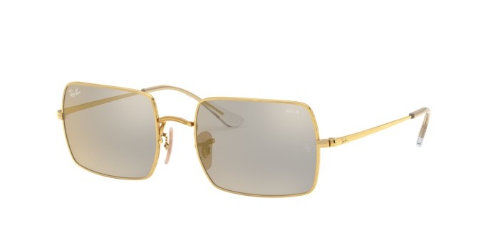 Sonnenbrillen Ray-Ban Rectangle Mirror Evolve RB 1969 (001/B3) farbe shiny gold form rechteckig gläser photo dark grey mirror gold