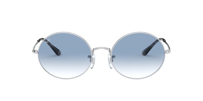 Sunglasses Ray-Ban Oval RB 1970 (91493F) color silver shape rectangle lenses clear gradient blue