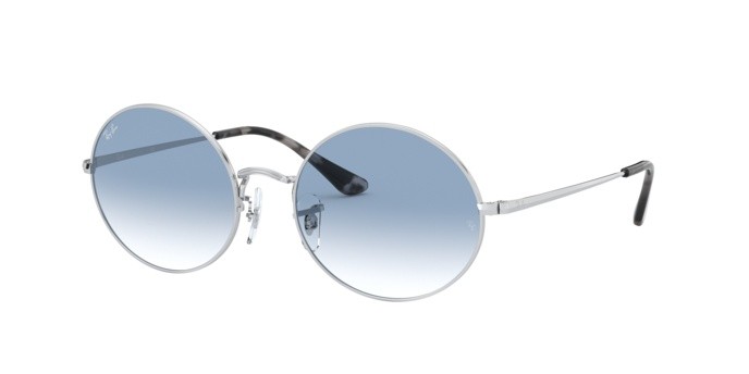 Sunglasses Ray-Ban Oval RB 1970 (91493F) color silver shape rectangle lenses clear gradient blue