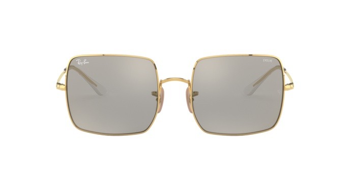 Sonnenbrillen Ray-Ban Square Mirror Evolve RB 1971 (001/B3) farbe shiny gold form quadratisch gläser photo dark grey mirror gold