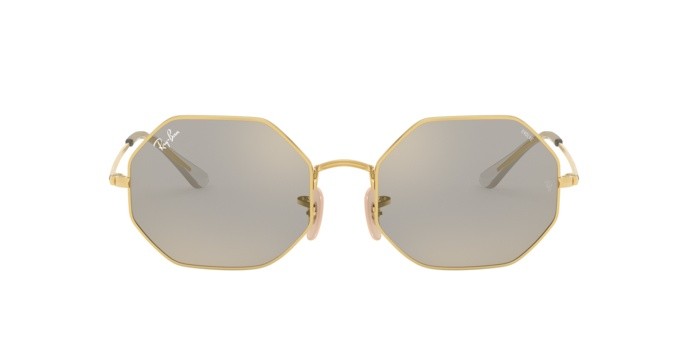 Sonnenbrillen Ray-Ban Octagon Mirror Evolve RB 1972 (001/B3) farbe shiny gold form rechteckig gläser photo dark grey mirror gold