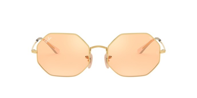 Sonnenbrillen Ray-Ban Octagon Mirror Evolve RB 1972 (001/B4) farbe shiny gold form rechteckig gläser photo orange mirror gold