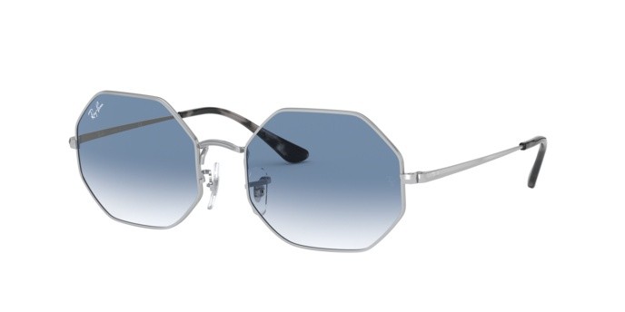 Sonnenbrillen Ray-Ban Octagon RB 1972 (91493F) farbe silver form rechteckig gläser clear gradient blue