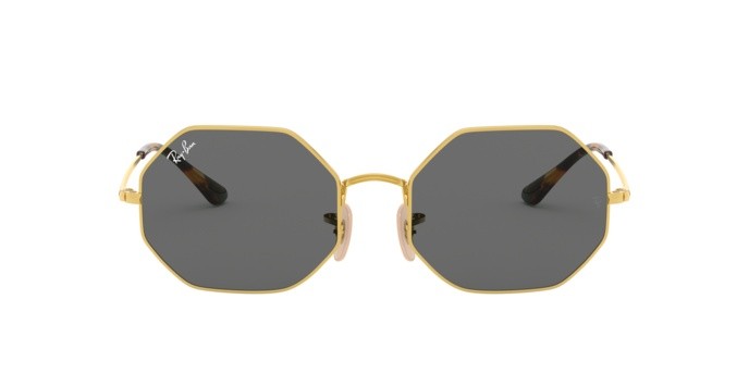 Sonnenbrillen Ray-Ban Octagon RB 1972 (9150B1) farbe gold form rechteckig gläser dark grey