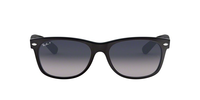 Sonnenbrillen Ray-Ban New Wayfarer RB 2132 (601S78) farbe matte black form quadratisch gläser polar blue grad. grey