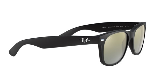 Sonnenbrillen Ray-Ban New Wayfarer RB 2132 (622/30) farbe rubber black form quadratisch gläser green mirror silver