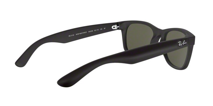 Sonnenbrillen Ray-Ban New Wayfarer RB 2132 (622/58) farbe rubber black form quadratisch gläser polar green