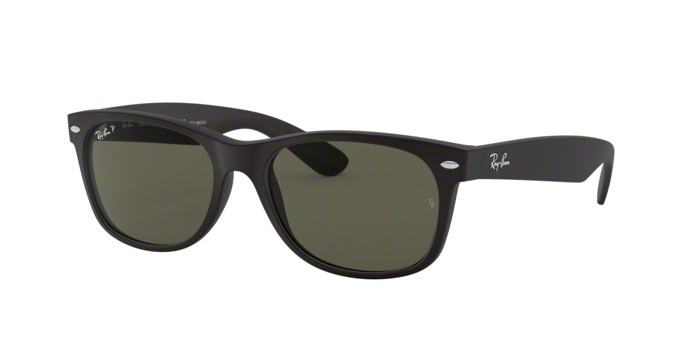 Sonnenbrillen Ray-Ban New Wayfarer RB 2132 (622/58) farbe rubber black form quadratisch gläser polar green