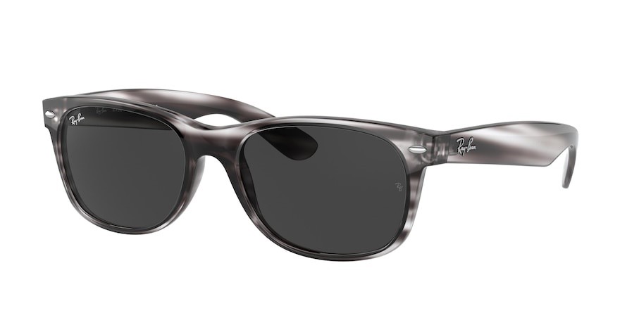 Sonnenbrillen Ray-Ban New wayfarer Color Mix RB 2132 (6430B1) farbe striped grey havana form quadratisch gläser dark grey