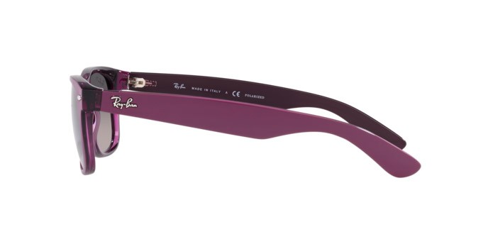 Sunglasses Ray-Ban New Wayfarer RB 2132 (6606M3) color matte violet on transparent vi shape square lenses grey gradient polar