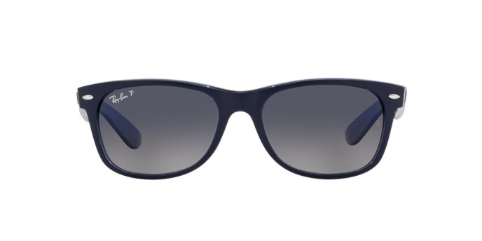 Sonnenbrillen Ray-Ban New Wayfarer RB 2132 (660778) farbe matte blue on transparent blue form quadratisch gläser blue gradient