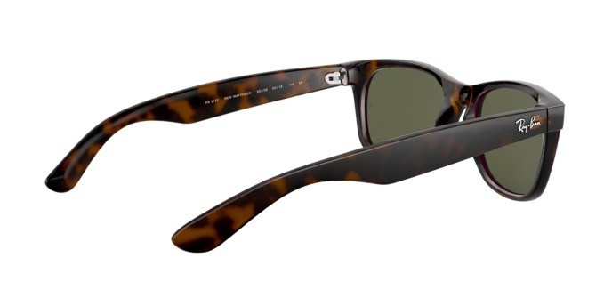 Sunglasses Ray-Ban New Wayfarer RB 2132 (902/58) color tortoise shape square lenses crystal green polarized