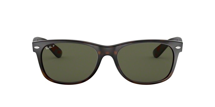Sunglasses Ray-Ban New Wayfarer RB 2132 (902/58) color tortoise shape square lenses crystal green polarized