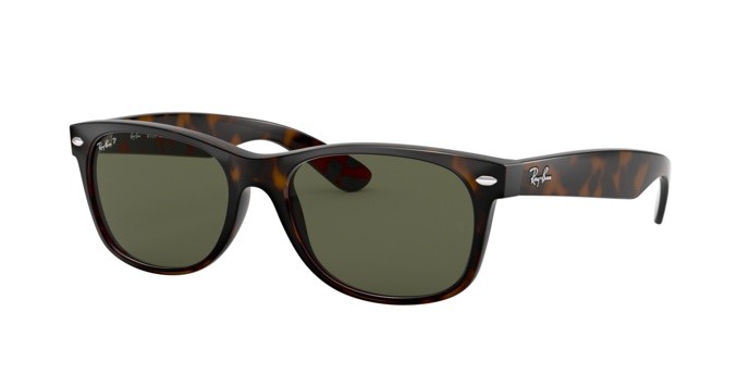 Sunglasses Ray-Ban New Wayfarer RB 2132 (902/58) color tortoise shape square lenses crystal green polarized