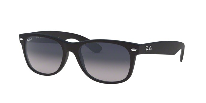 Sonnenbrillen Ray-Ban New wayfarer RB 2132F (601S78) farbe matte black form quadratisch gläser polar blue grad. grey