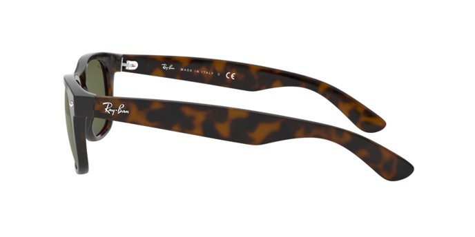 Sonnenbrillen Ray-Ban New wayfarer (f) RB 2132F (902L) farbe tortoise form quadratisch gläser crystal green