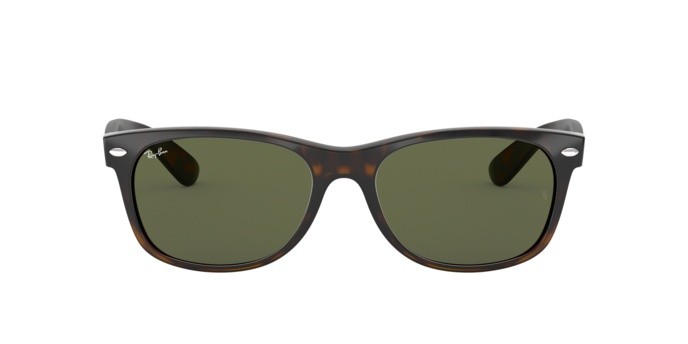 Sonnenbrillen Ray-Ban New wayfarer (f) RB 2132F (902L) farbe tortoise form quadratisch gläser crystal green