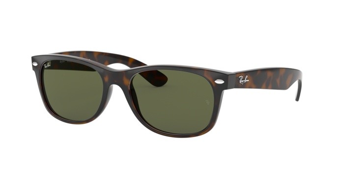 Sonnenbrillen Ray-Ban New wayfarer (f) RB 2132F (902L) farbe tortoise form quadratisch gläser crystal green