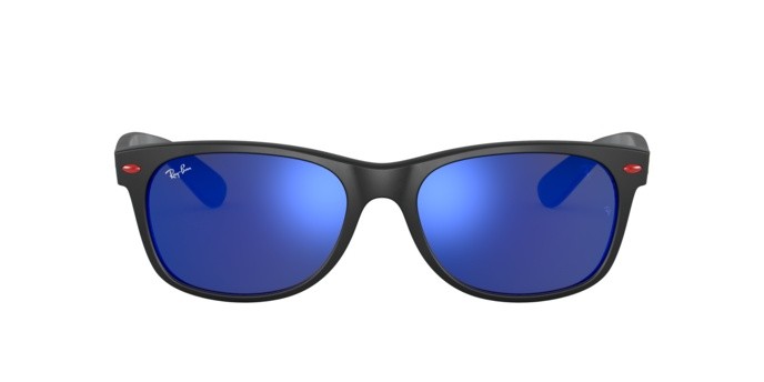 Sonnenbrillen Ray-Ban New wayfarer Scuderia Ferrari Collection RB 2132M (F60268) farbe matte black form quadratisch gläser green mirror blue