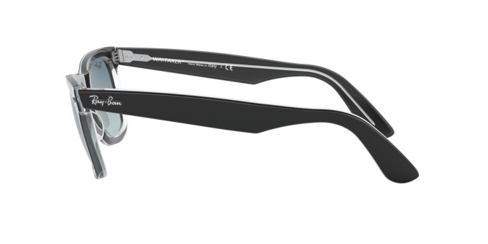 Occhiali da sole Ray-Ban Wayfarer Bicolor RB 2140 (12943M) colore black on trasparent forma quadrato lenti gradient blue