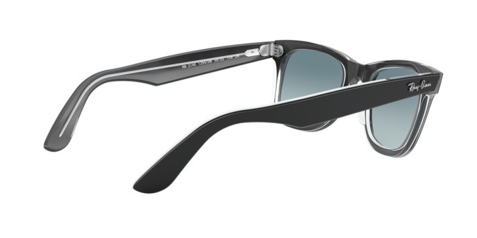 Occhiali da sole Ray-Ban Wayfarer Bicolor RB 2140 (12943M) colore black on trasparent forma quadrato lenti gradient blue