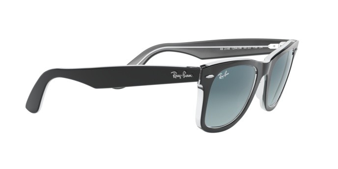 Occhiali da sole Ray-Ban Wayfarer Bicolor RB 2140 (12943M) colore black on trasparent forma quadrato lenti gradient blue