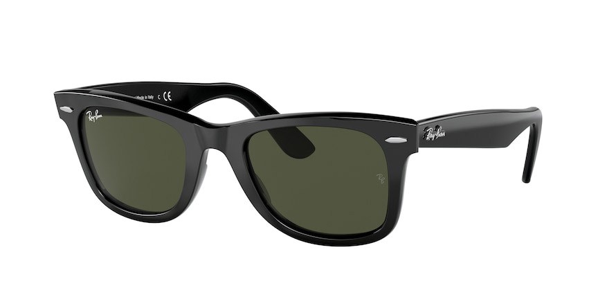 Sonnenbrillen Ray-Ban Wayfarer RB 2140 (135831) farbe black form quadratisch gläser green