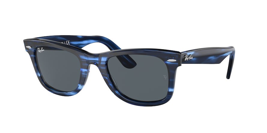 Sonnenbrillen Ray-Ban Wayfarer RB 2140 (1361R5) farbe striped blue form quadratisch gläser blue