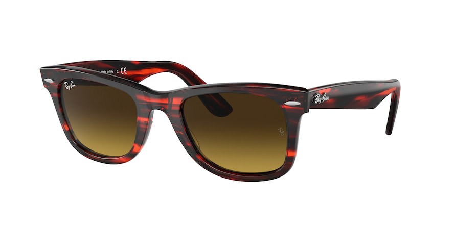 Occhiali da sole Ray-Ban Wayfarer RB 2140 (136285) colore striped red forma quadrato lenti brown gradient