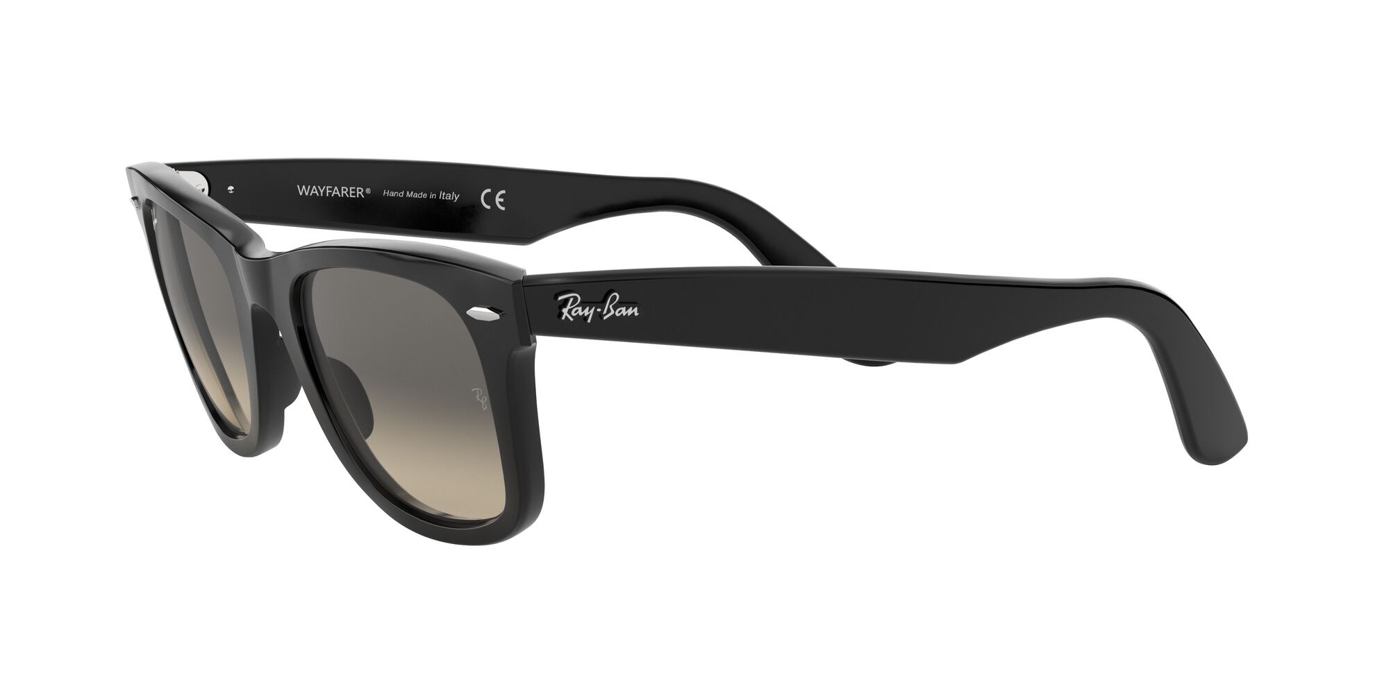 Occhiali da sole Ray-Ban Wayfarer RB 2140 (901/32) colore nero forma quadrato lenti grigio crystal sfumato