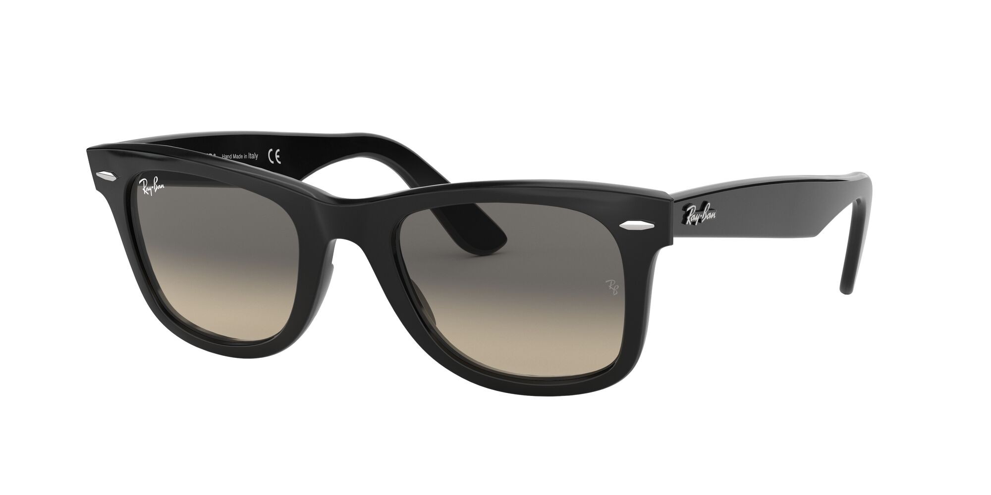 Occhiali da sole Ray-Ban Wayfarer RB 2140 (901/32) colore nero forma quadrato lenti grigio crystal sfumato