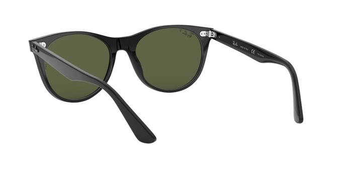 Occhiali da sole Ray-Ban Wayfarer II RB 2185 (901/58) colore black forma quadrato lenti polar green