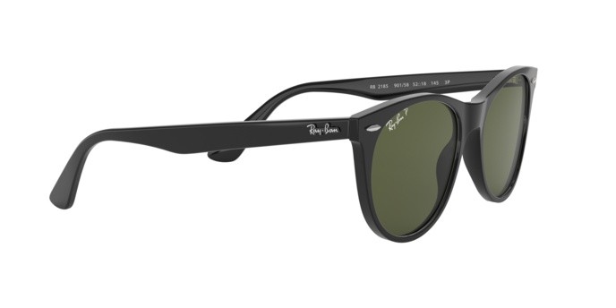Occhiali da sole Ray-Ban Wayfarer II RB 2185 (901/58) colore black forma quadrato lenti polar green