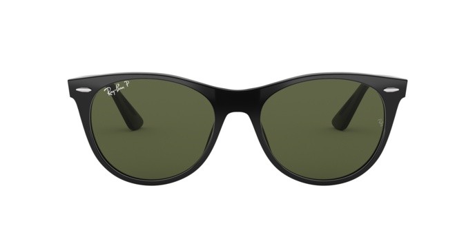 Occhiali da sole Ray-Ban Wayfarer II RB 2185 (901/58) colore black forma quadrato lenti polar green