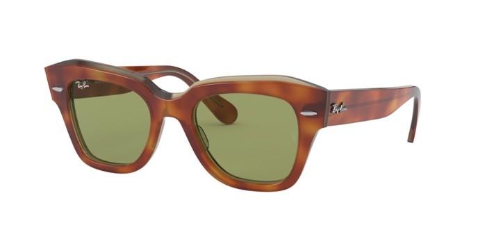 Sonnenbrillen Ray-Ban State Street RB 2186 (12934E) farbe top tortoise/transparent beige form quadratisch gläser bottle green