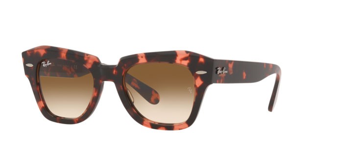 Sonnenbrillen Ray-Ban State Street RB 2186 (133451) farbe pink havana form quadratisch gläser brown gradient