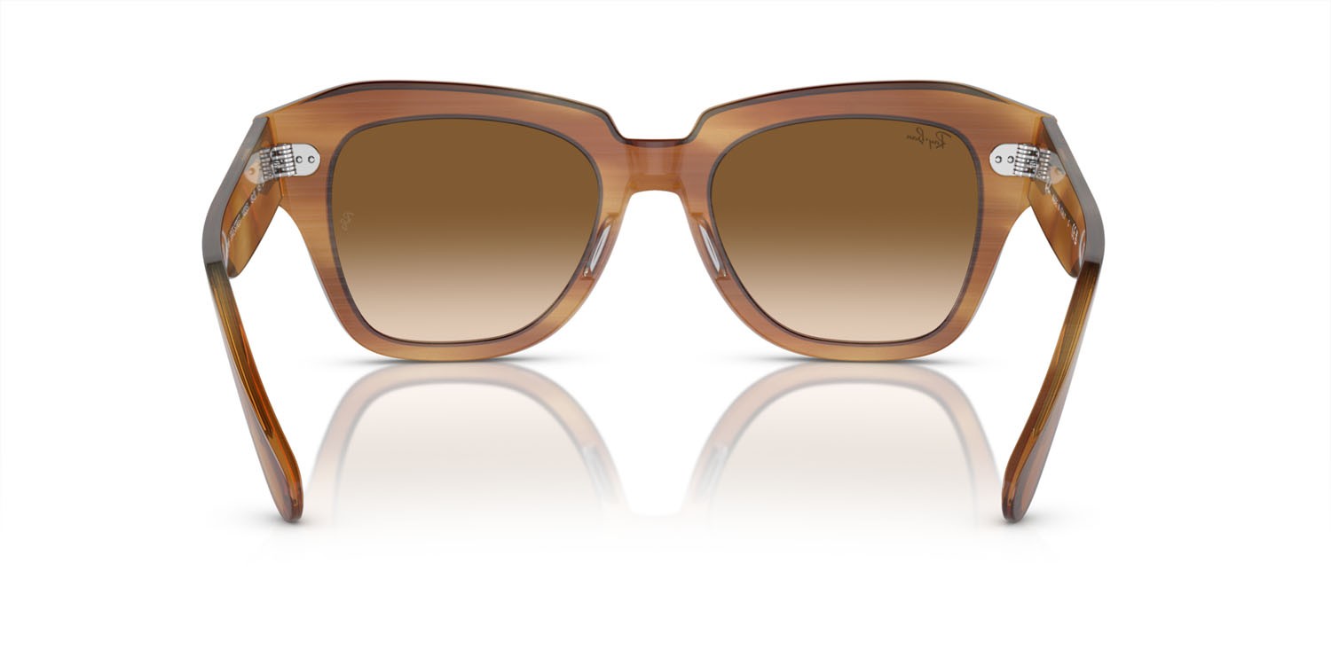 Occhiali da sole Ray-Ban State street RB 2186 (140351) colore striato marrone forma quadrato lenti clear & brown
