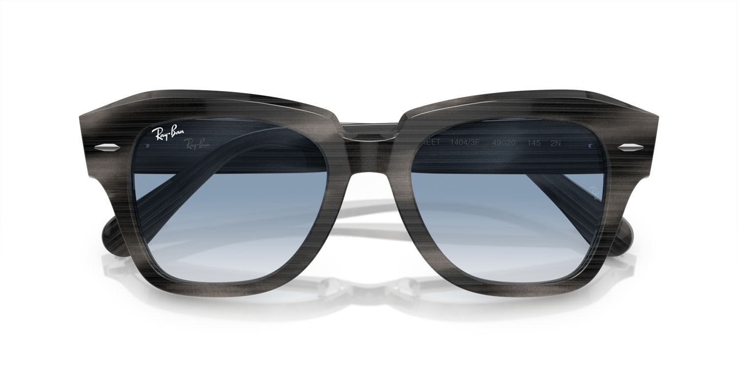 Sonnenbrillen Ray-Ban State street RB 2186 (14043F) farbe striato grigio form quadratisch gläser clear & blue