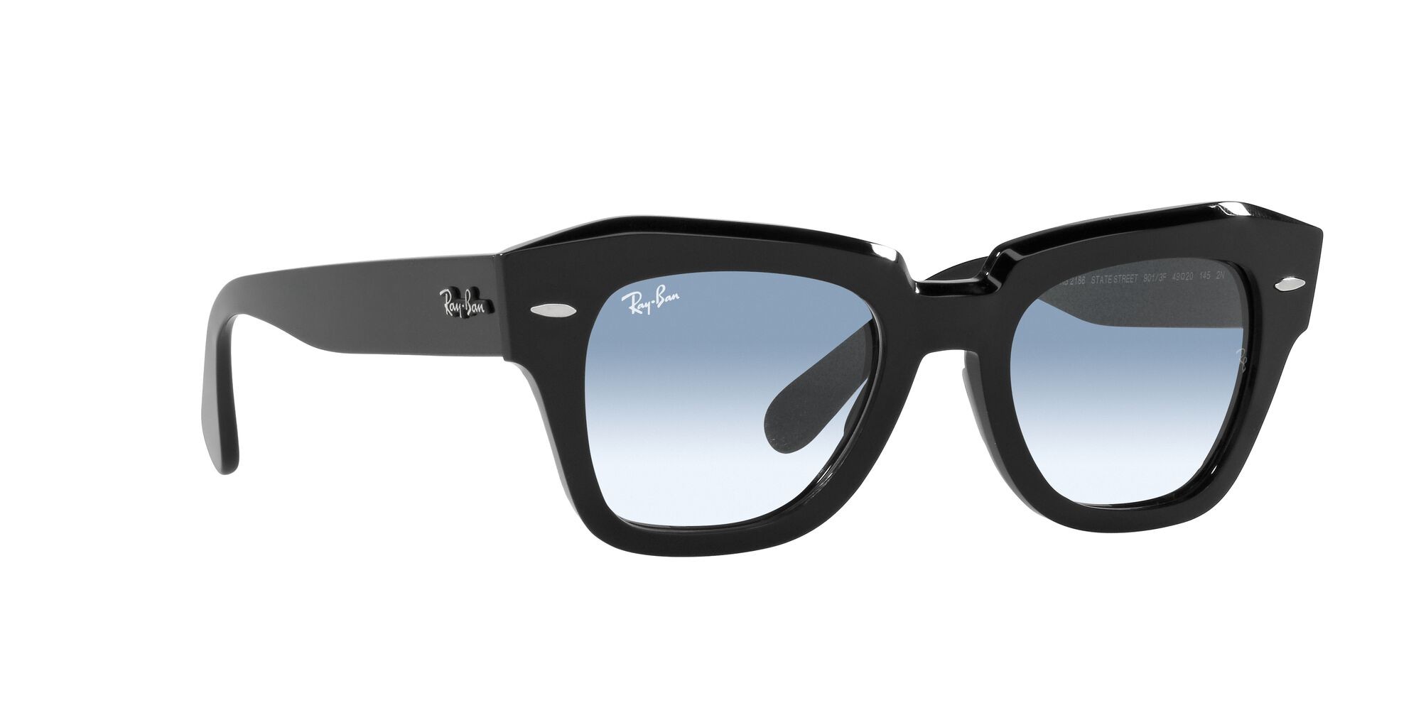 Sonnenbrillen Ray-Ban State Street RB 2186 (901/3F) farbe nero form quadratisch gläser trasparente sfumato blu