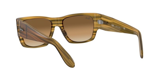 Sonnenbrillen Ray-Ban Nomad RB 2187 (131351) farbe striped yellow form quadratisch gläser clear gradient brown