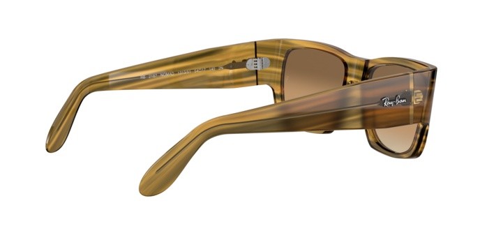 Sonnenbrillen Ray-Ban Nomad RB 2187 (131351) farbe striped yellow form quadratisch gläser clear gradient brown