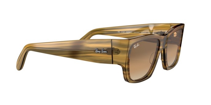 Sonnenbrillen Ray-Ban Nomad RB 2187 (131351) farbe striped yellow form quadratisch gläser clear gradient brown