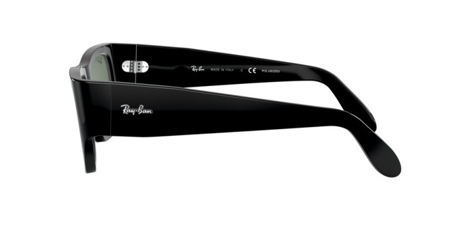 Occhiali da sole Ray-Ban Nomad RB 2187 (901/58) colore shiny black forma quadrato lenti green polar