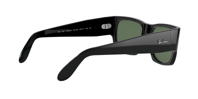 Occhiali da sole Ray-Ban Nomad RB 2187 (901/58) colore shiny black forma quadrato lenti green polar